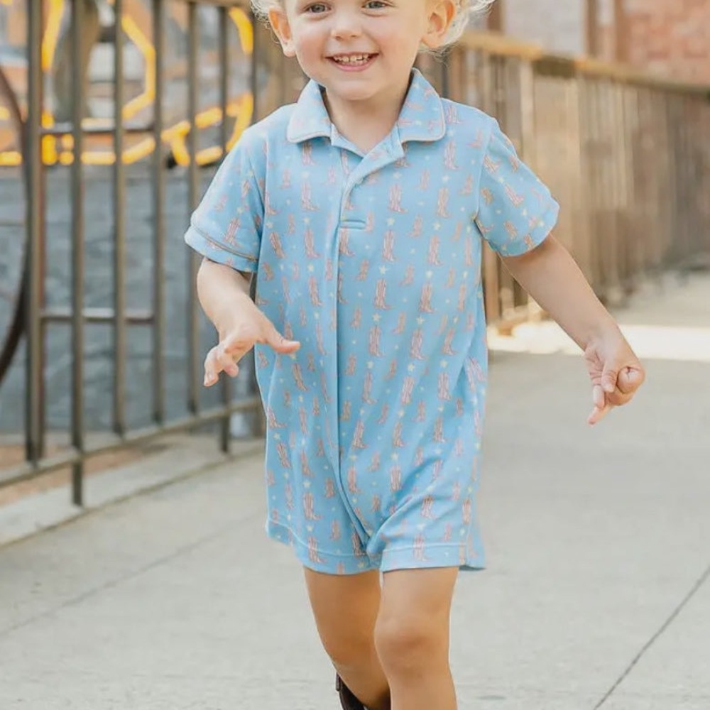 Ruth & Ralph Cowboy Boots Collared Romper